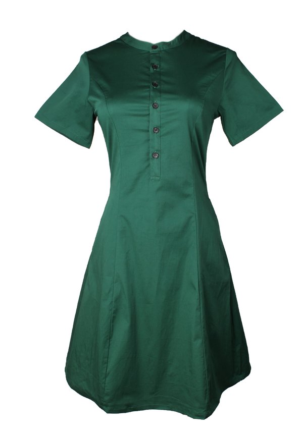Brushed Cotton Half-Button Down Dress GREEN (Ladies' Dress)