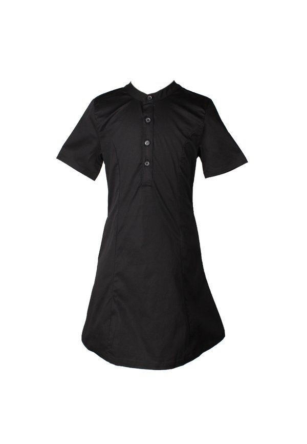 Brushed Cotton Half-Button Down Dress BLACK (Girl's Dress)
