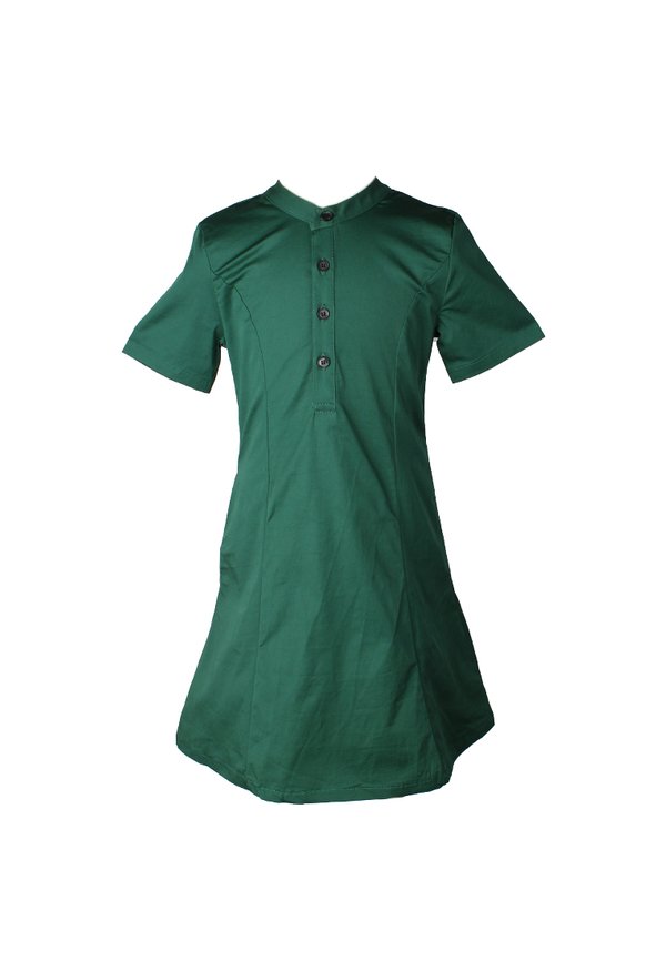 Brushed Cotton Half-Button Down Dress GREEN (Girl's Dress)