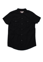 Brushed Cotton Mandarin Collar Short Sleeve Shirt BLACK (Boy's Shirt)