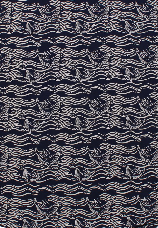 Whale Wave Print Blouse NAVY (Ladies' Top)