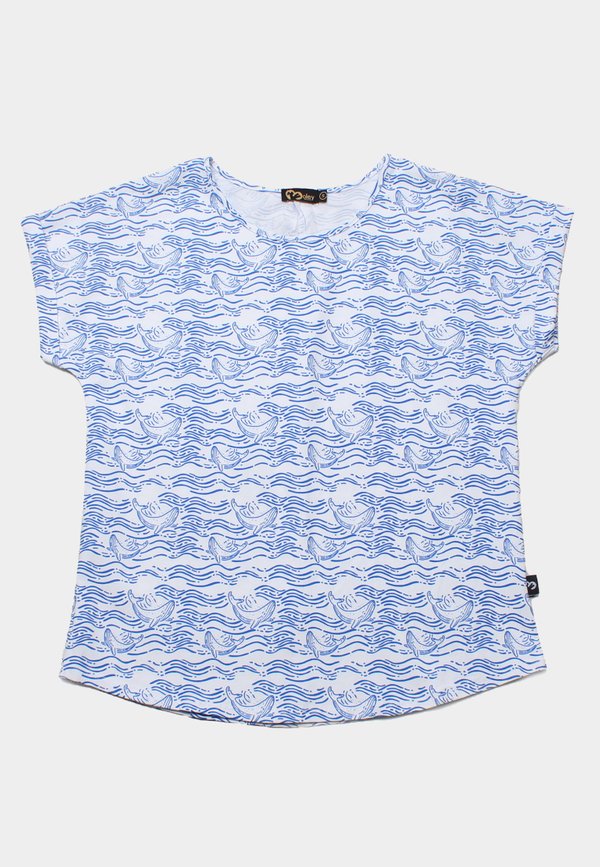 Whale Wave Print Blouse WHITE (Ladies' Top)