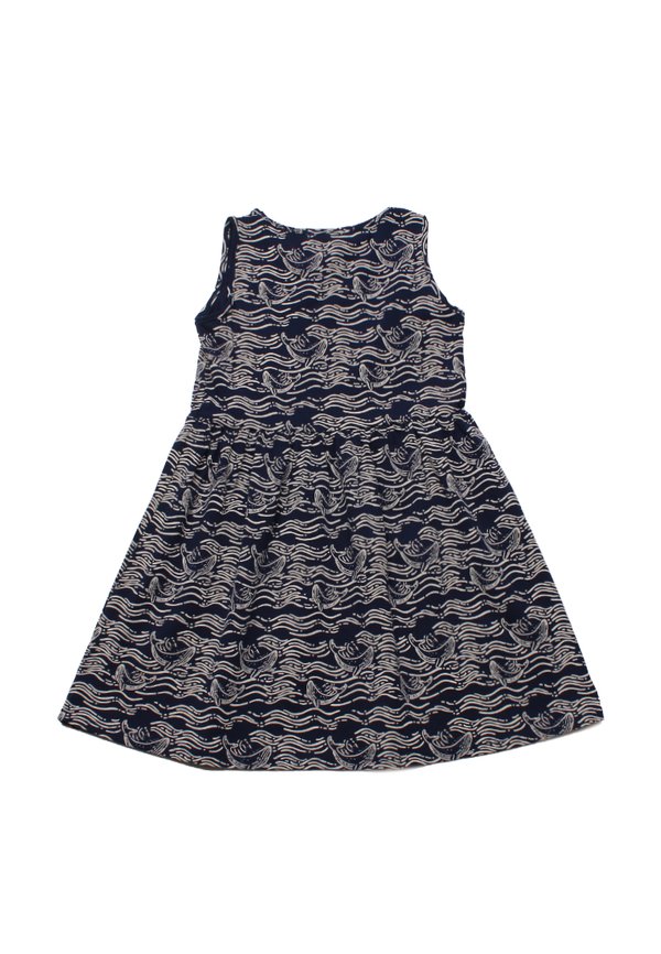 Whale Wave Print Dress NAVY (Girl's Dress)