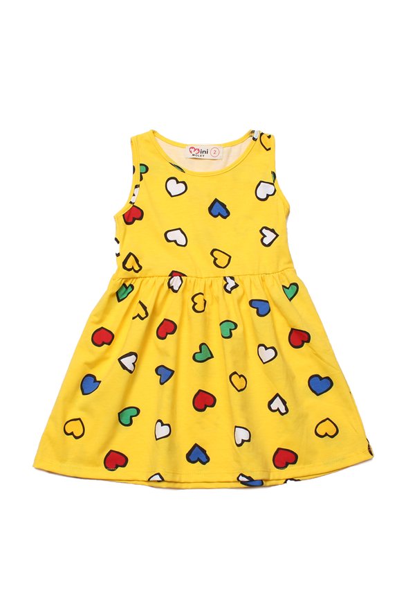 Colour Hearts Print Dress YELLOW (Girl's Dress)
