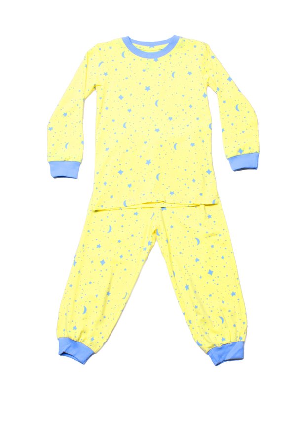 Starry Night Print Pyjamas Set YELLOW (Kids' Pyjamas)
