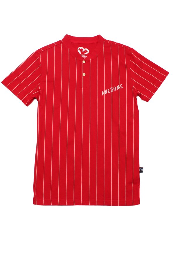 AWESOME Baseball Stripes Henley T-Shirt RED (Men's T-Shirt)