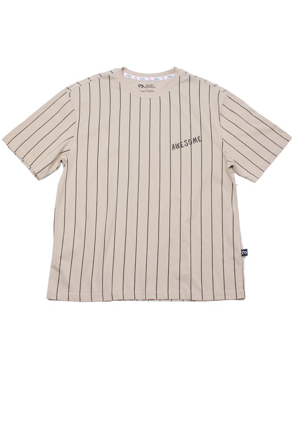 AWESOME Baseball Stripes Oversized T-Shirt KHAKI (Men's T-Shirt)