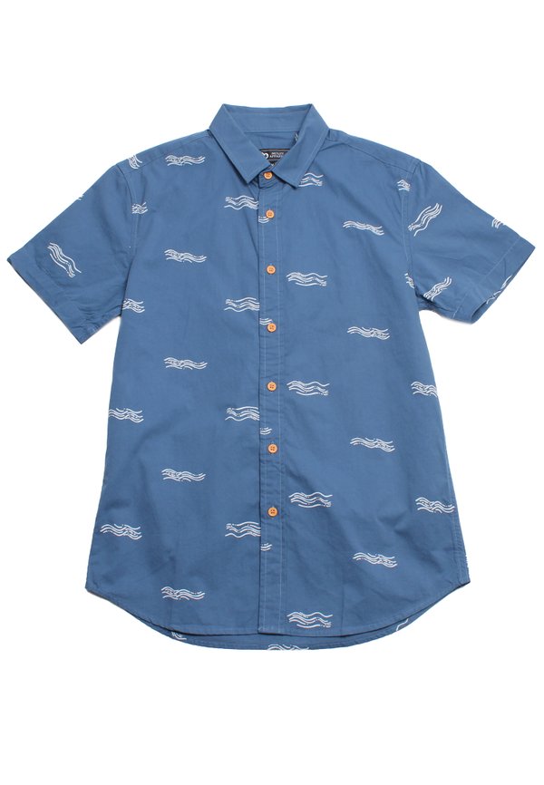 Wave Print Short Sleeve Shirt BLUE (Men's Shirt)