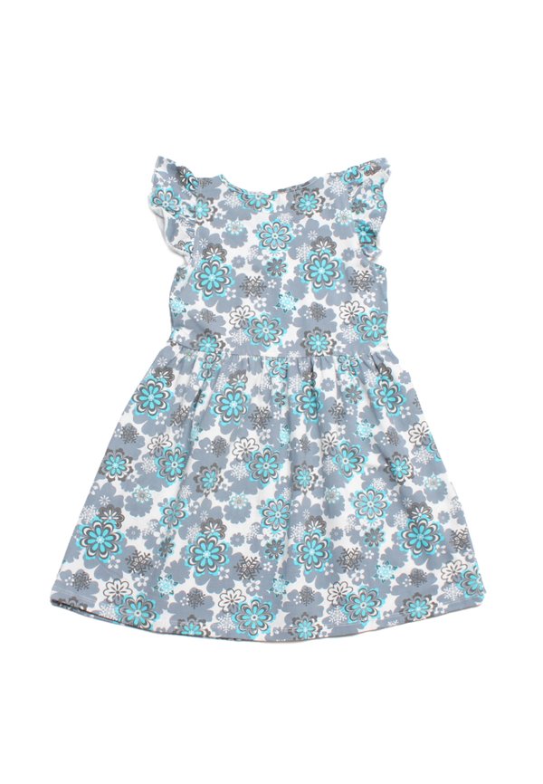 Floral Print with Ribbon Dress BLUE (Girl's Dress)