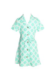 Peranakan Inspired Print Button Down Dress GREEN (Girl's Dress)