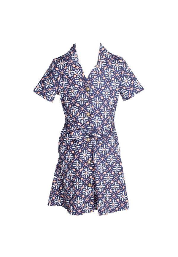 [PRE-ORDER] Peranakan Inspired Print Button Down Dress NAVY (Girl's Dress)