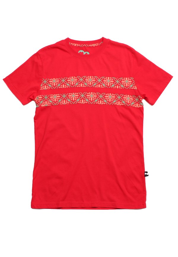 [PRE_ORDER] Twin Panel Peranakan Inspired Print T-Shirt RED (Men's T-Shirt)