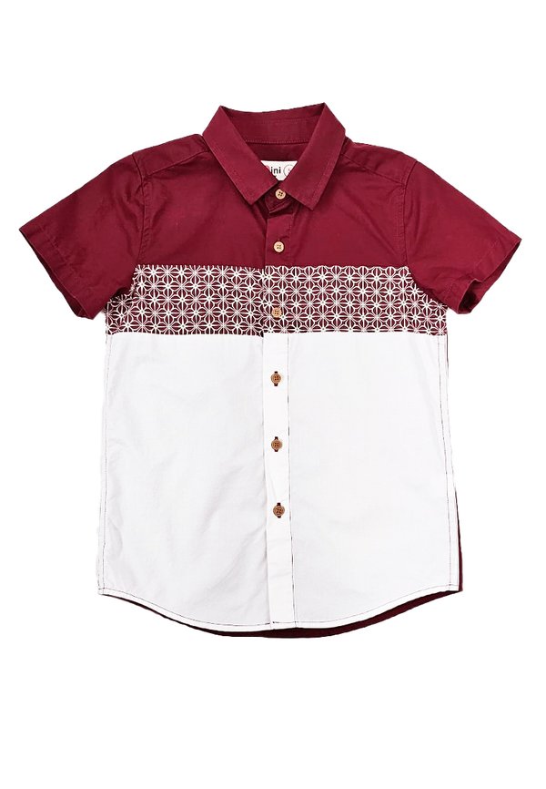Motif Detailed Panel Premium Short Sleeve Shirt RED (Boy's Shirt)