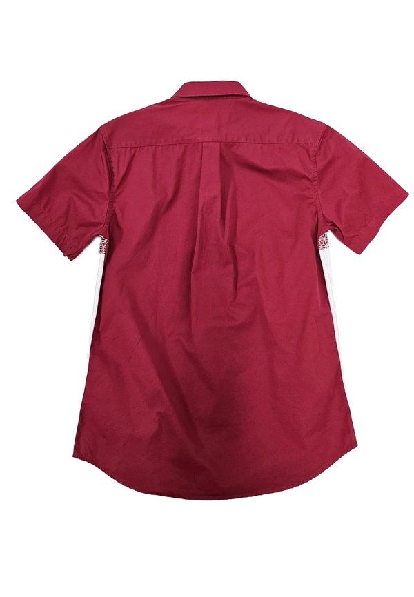 Motif Detailed Panel Premium Short Sleeve Shirt RED (Men's Shirt)
