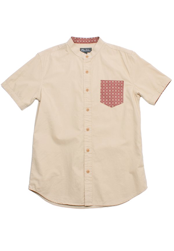 Motif Detailed Pocket Premium Short Sleeve Shirt KHAKI (Men's Shirt)