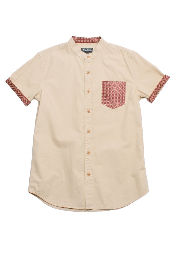 Motif Detailed Pocket Premium Short Sleeve Shirt KHAKI (Men's Shirt)