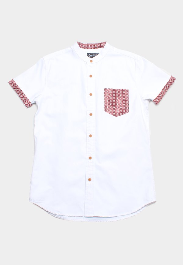 Motif Detailed Pocket Premium Short Sleeve Shirt WHITE (Men's Shirt)