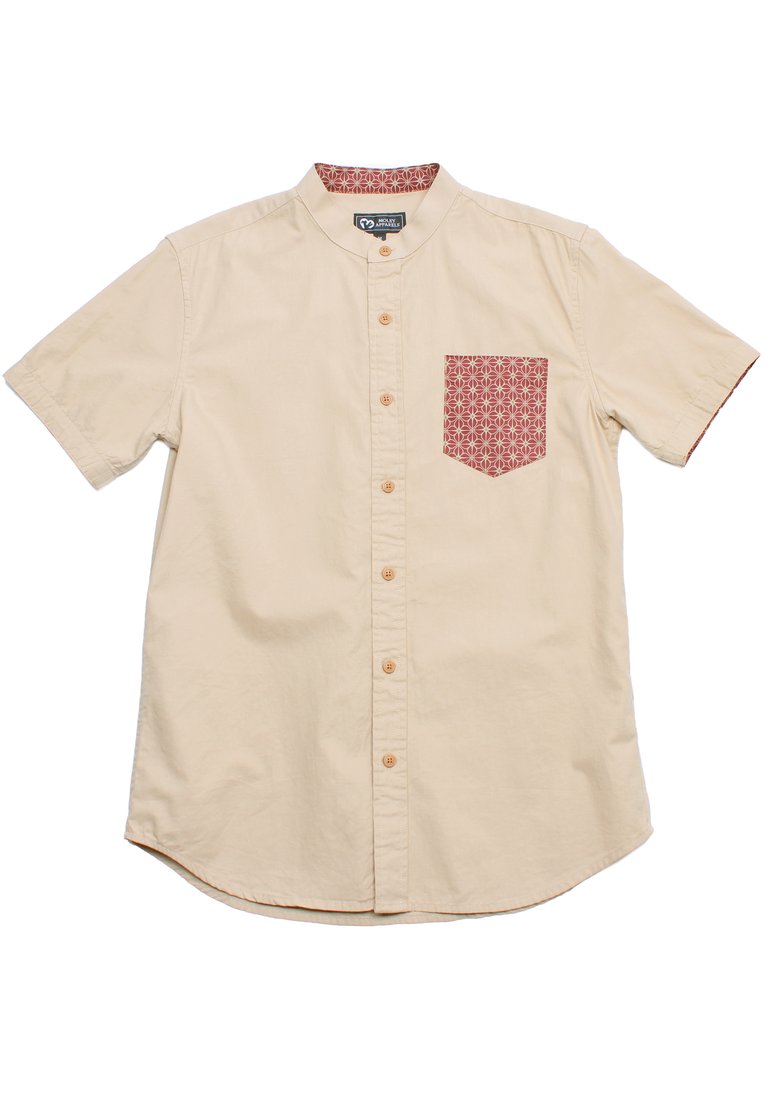 Motif Detailed Pocket Premium Short Sleeve Shirt KHAKI (Men's Shirt ...