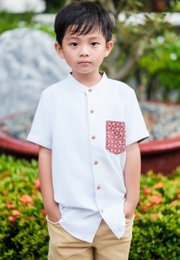 Motif Detailed Pocket Premium Short Sleeve Shirt WHITE (Boy's Shirt)