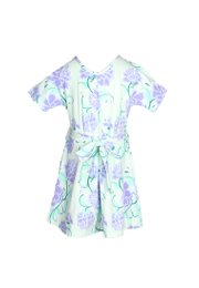 Peont Floral Print Girl's Flare Dress CYAN