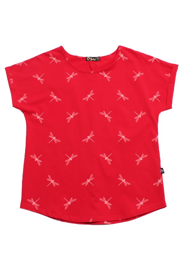 Dragonfly Print Ladies' Blouse RED