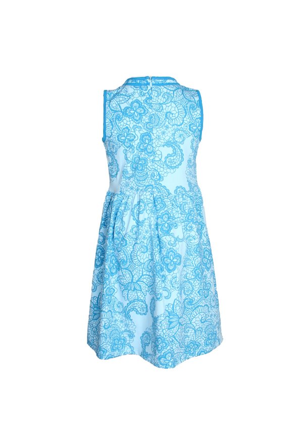 Lace Print Cheongsam Inspired Girl's Dress BLUE