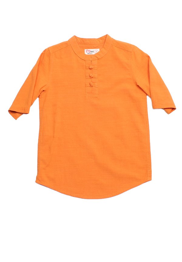 Oriental Styled 3/4 Sleeve Boy's Shirt ORANGE