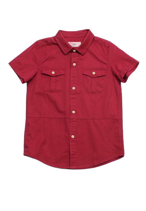 Classic Double Pocket Short Sleeve Boy's Shirt RED