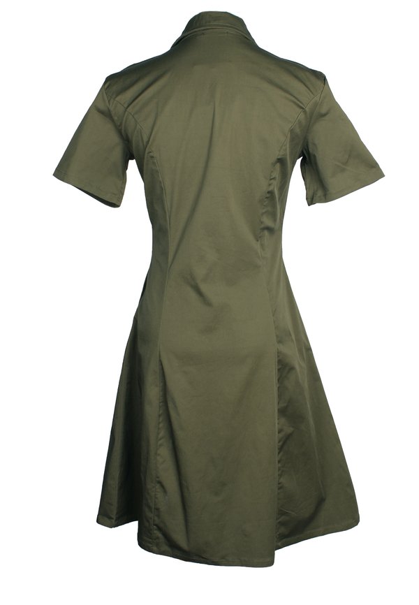 Classic Cotton Twill Button Down Dress Ladies GREEN