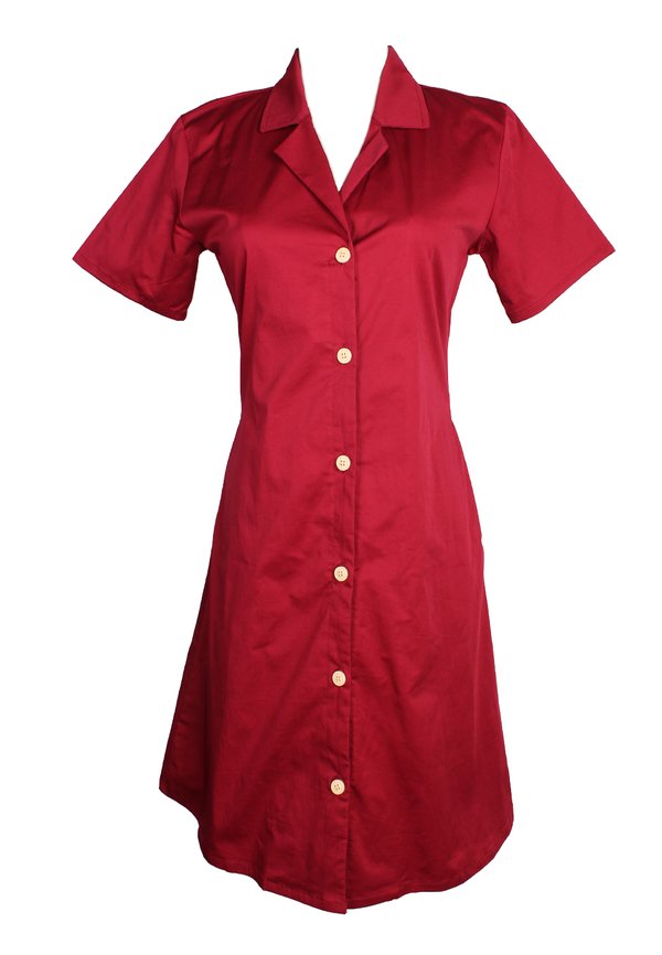 Classic Cotton Twill Button Down Dress Ladies RED