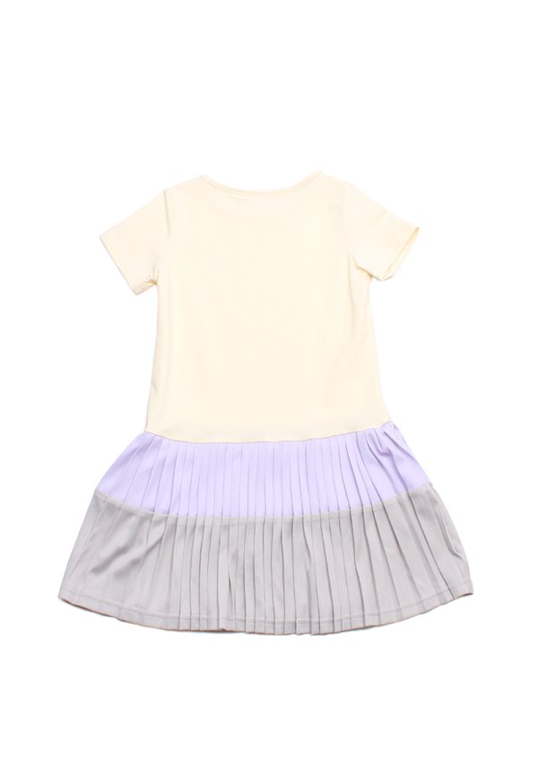 Colour Block Tiered Pleated Girl's Dress CREAM