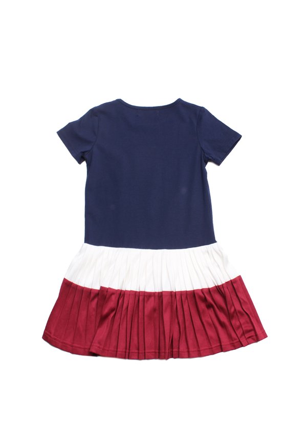 Colour Block Tiered Pleated Girl's Dress NAVY