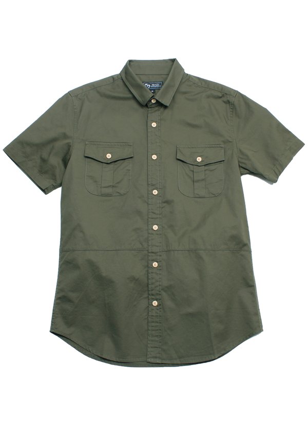 Classic Double Pocket Short Sleeve Men's Shirt GREEN