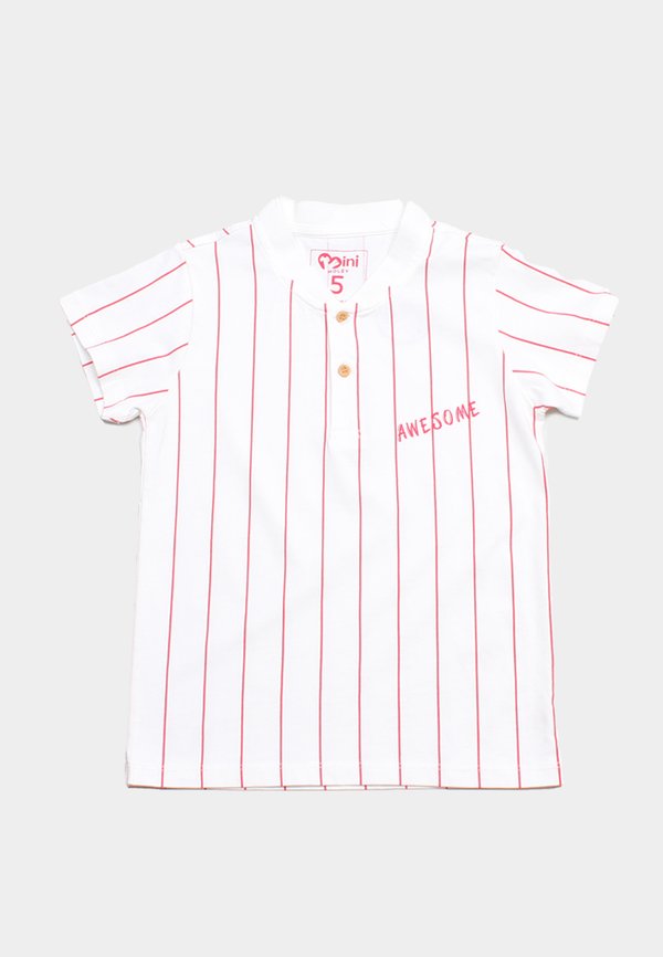 AWESOME Baseball Stripes Boy's Henley T-Shirt WHITE