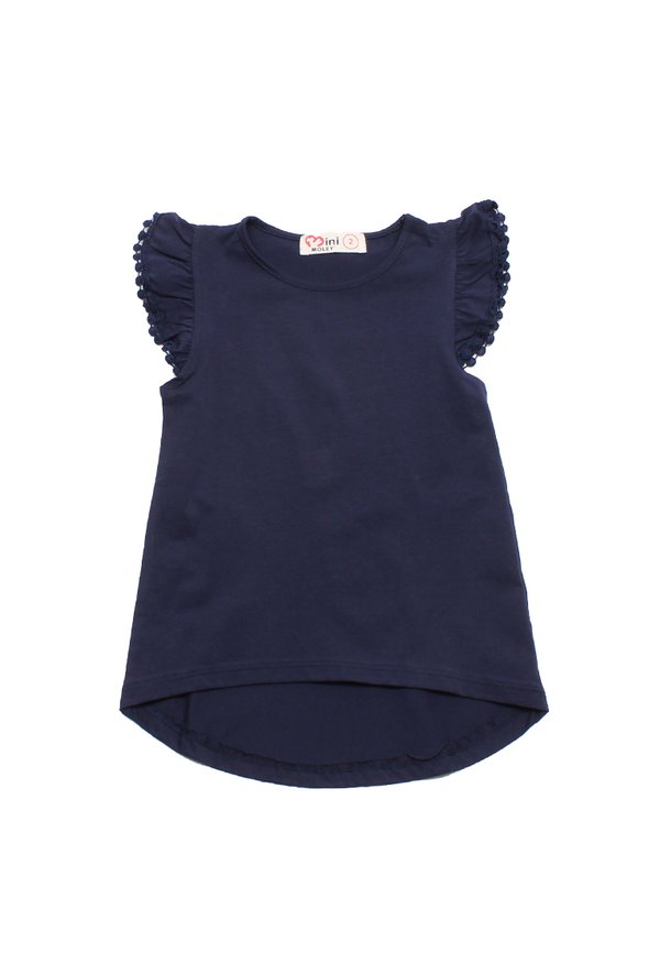 Lace Trimming Girl's T-Shirt NAVY