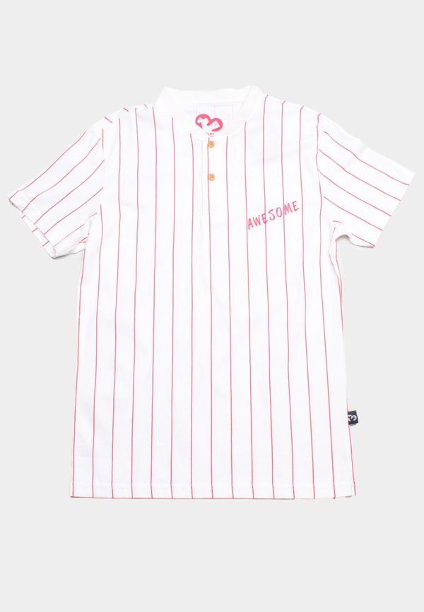 AWESOME Baseball Stripes Men's Henley T-Shirt WHITE