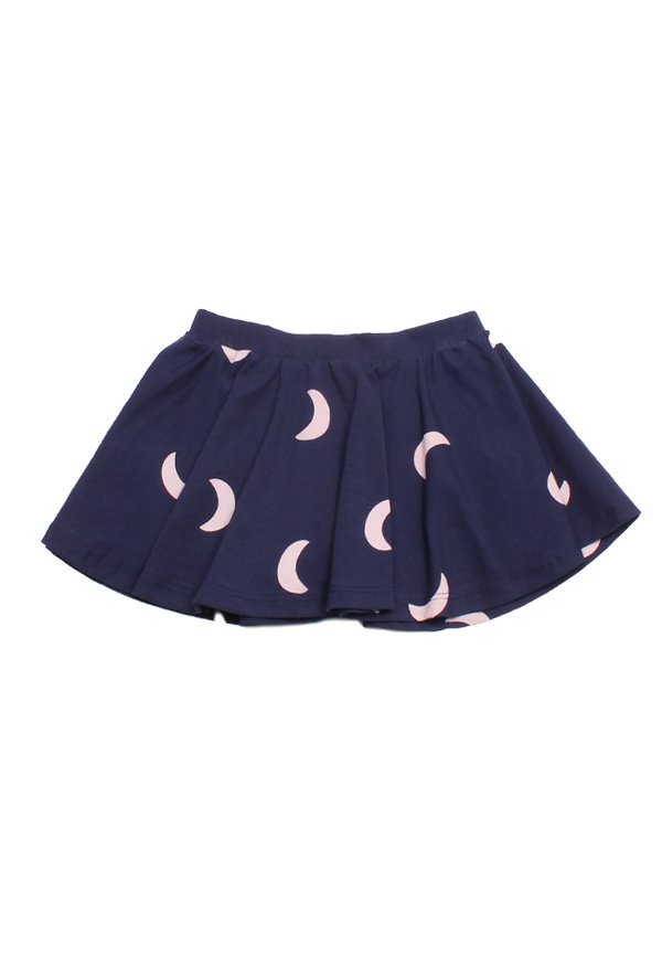 Crescent Moon Print Girl's Skirt NAVY