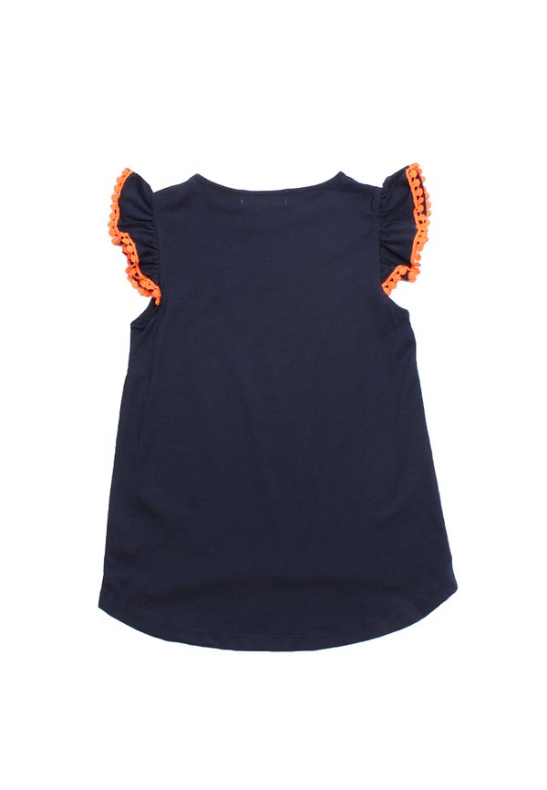 Contrast Lace Trimming Girl's T-Shirt NAVY