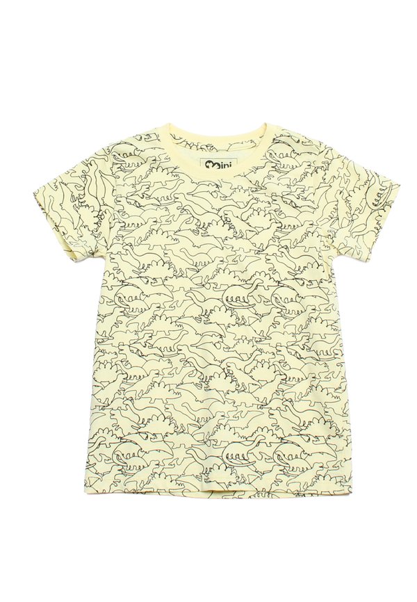 Dino Outline Boy's T-Shirt YELLOW