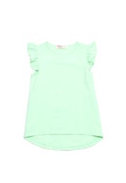 Lace Trim Details Girl's T-Shirt CYAN