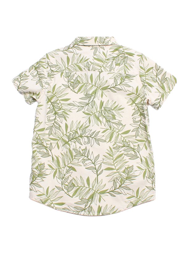 Tropical Prints Premium Short Sleeve Boy's Shirt CREAM
