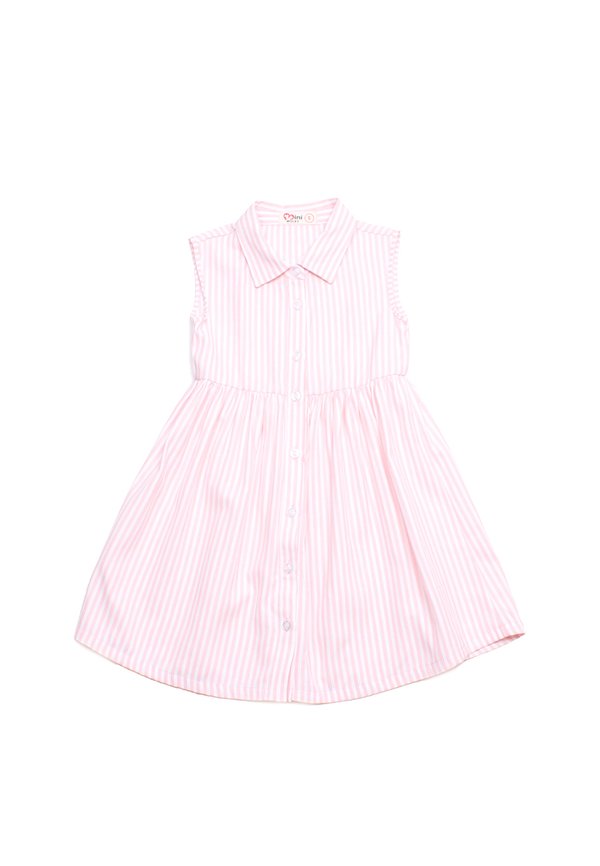 Stripe Premium Girl's Shirt Dress PINK