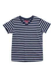 Thin Stripe Boy's V-neck T-Shirt NAVY