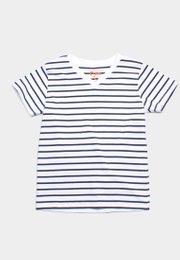 Thin Stripe Boy's V-neck T-Shirt WHITE