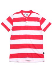 Thick Stripe Classic Men's Premium Henley T-Shirt RED