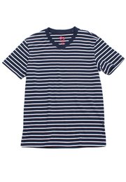 Thin Stripe Classic Men's V-neck T-Shirt NAVY