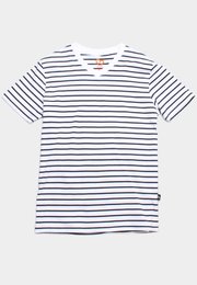 Thin Stripe Classic Men's V-neck T-Shirt WHITE