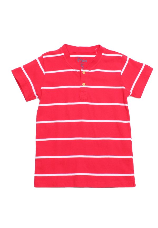 Thin Stripe Classic Boy's Premium Henley T-Shirt RED