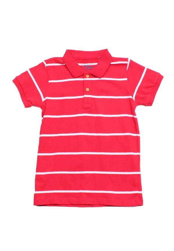 Thin Stripe Classic Boy's Premium Polo T-Shirt RED