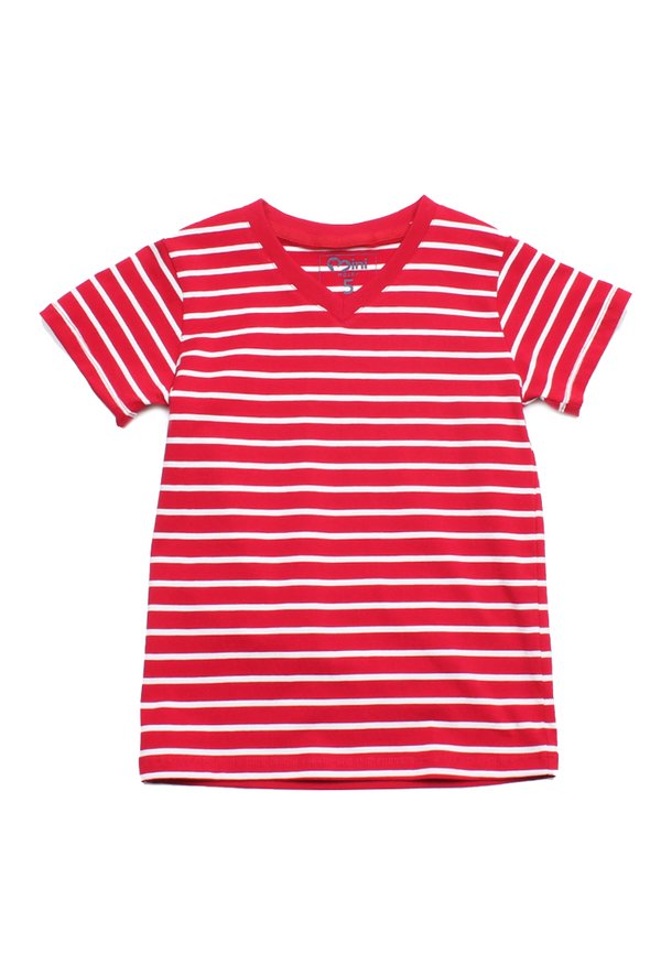 Thin Stripe Boy's V-neck T-Shirt RED